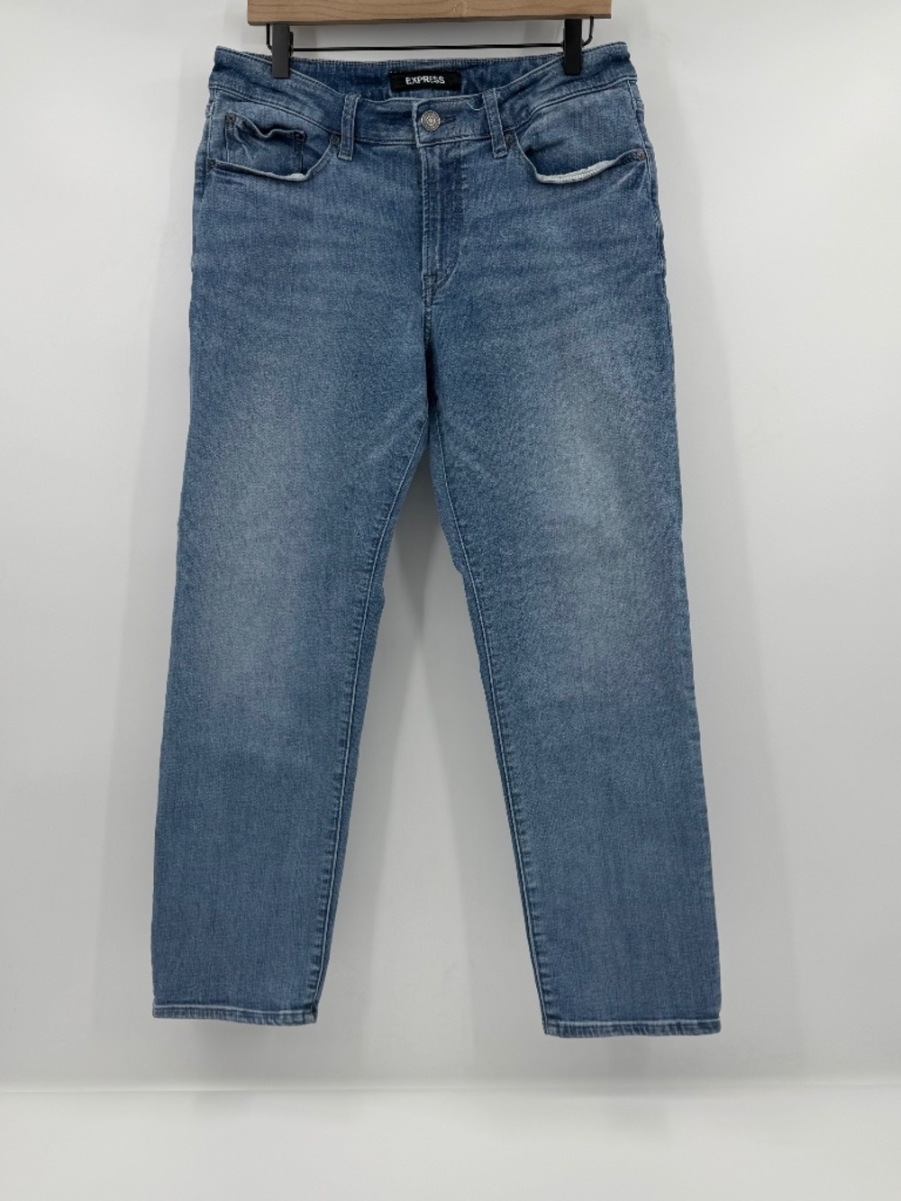 Express Jeans Men 32x30 Blue Hyper Stretch Slim Straight Light Wash Denim